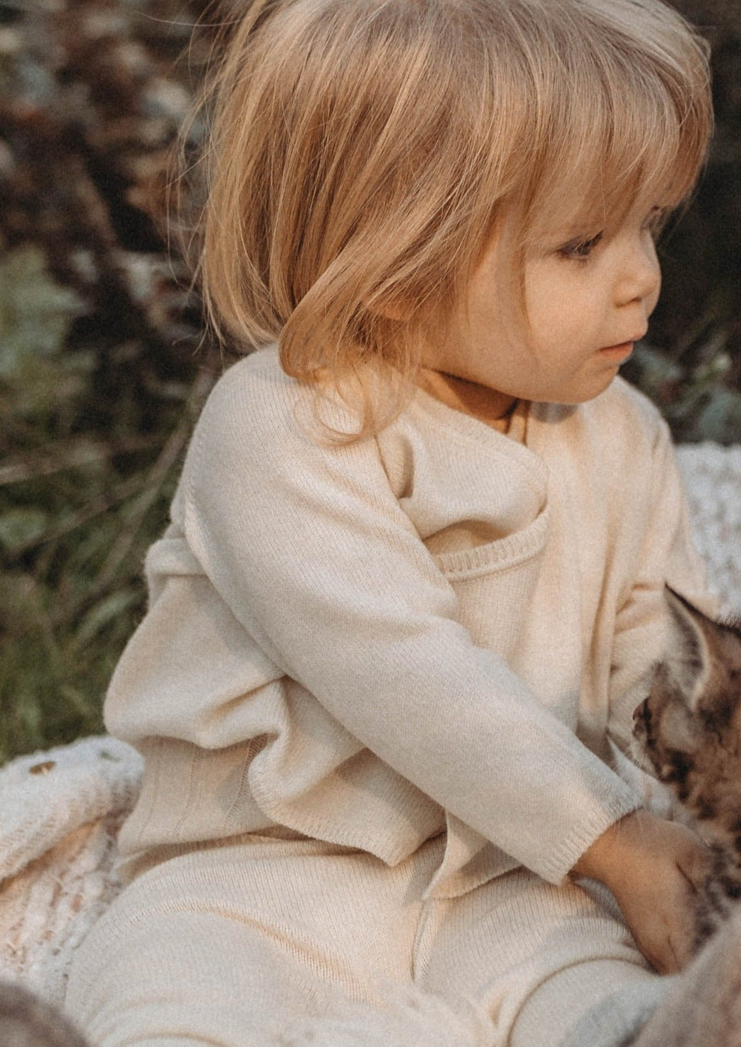 La Petit Lapin Cashmere Wrap Cardigan | Pure Beige | Playroom Avenue