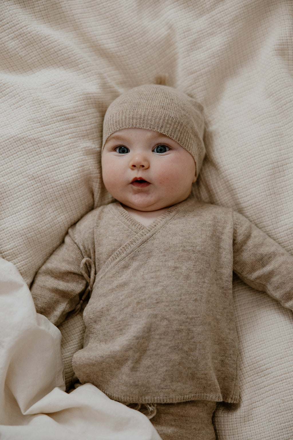 La Petit Lapin Cashmere Wrap Cardigan | Beige | Playroom Avenue