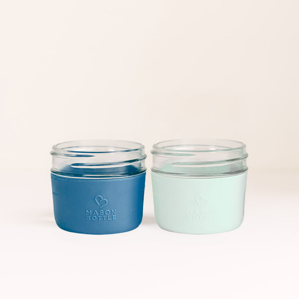 Mason Bottle Silicone Sleeve, 2 Pack Maritime and Seaglass 4 ounce | Playroom Avenue