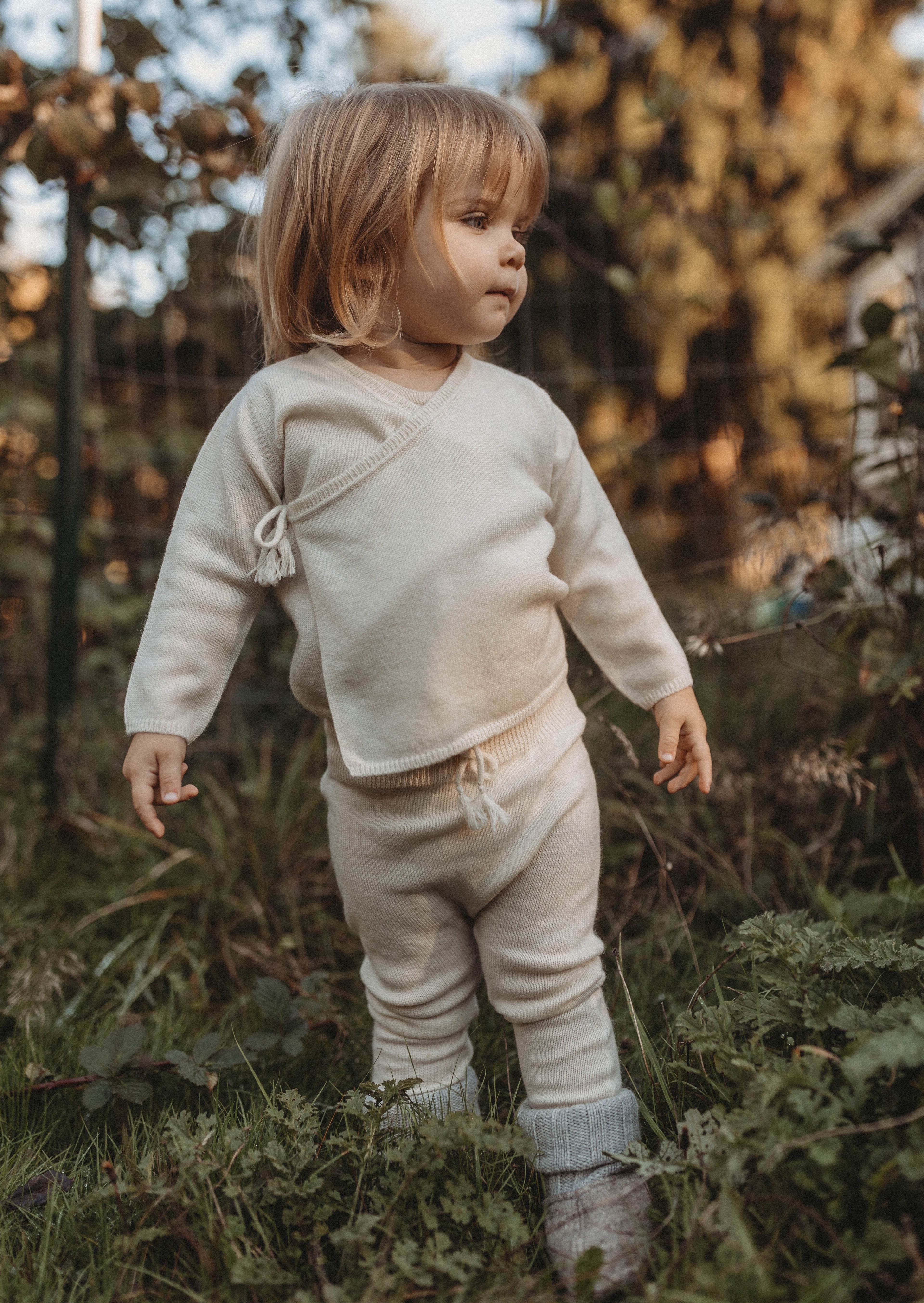 La Petit Lapin Cashmere Wrap Cardigan | Pure Beige | Playroom Avenue