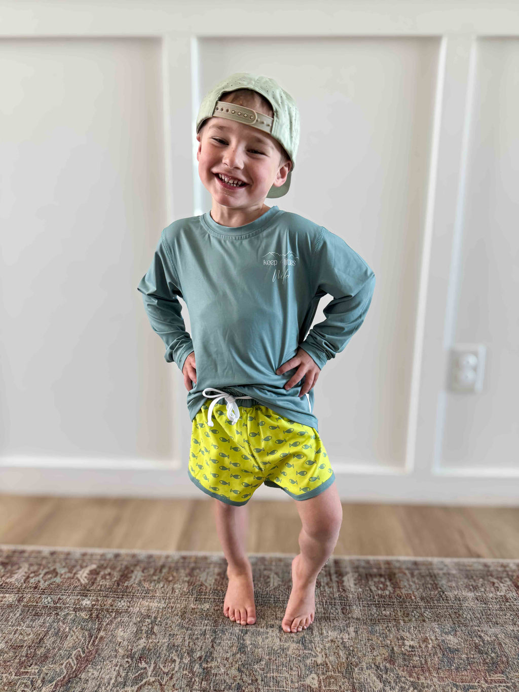 Keep the Littles Wild neon fish hybrid shorts | Playroom Avenue