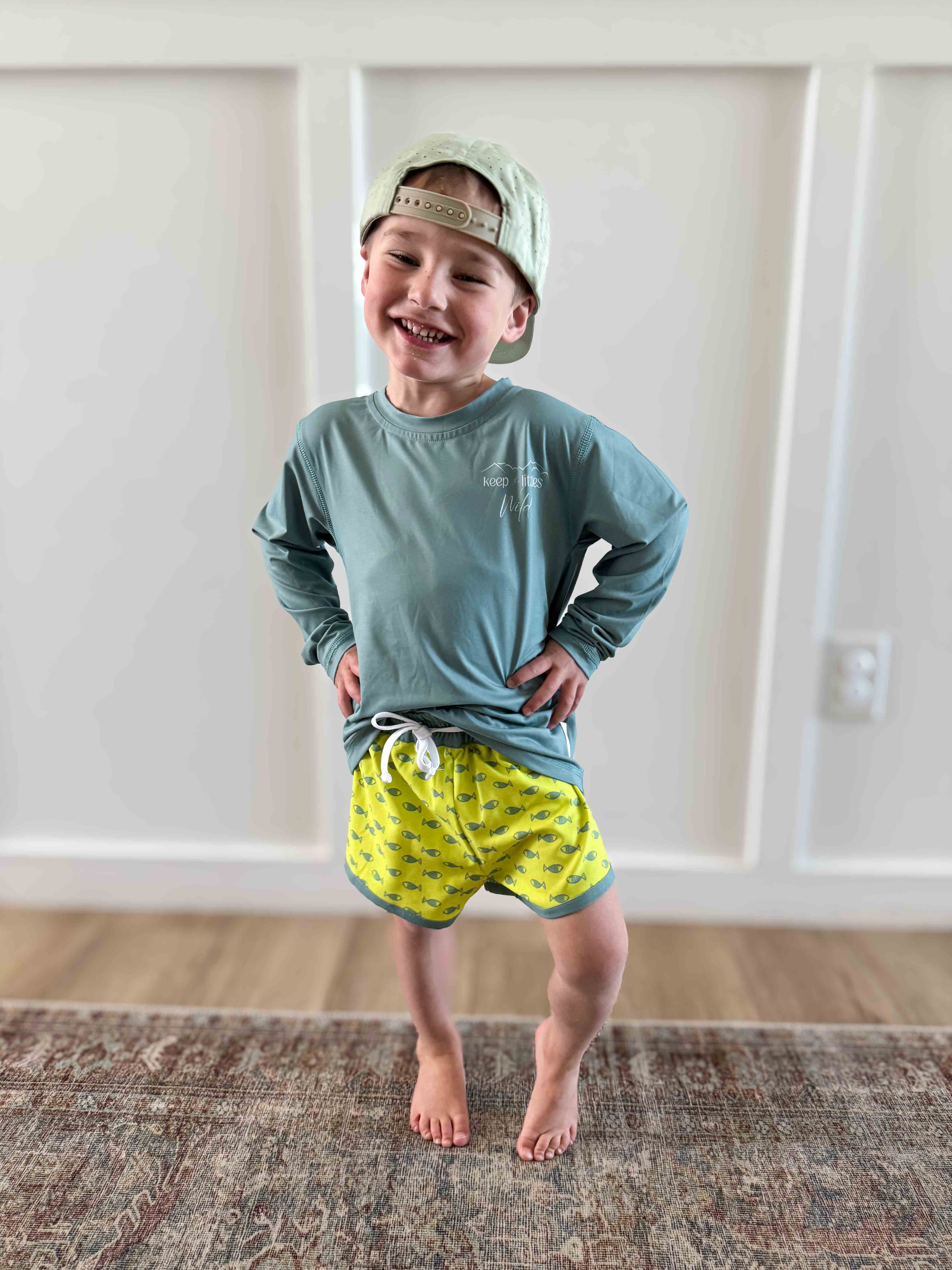 Keep the Littles Wild neon fish hybrid shorts | Playroom Avenue