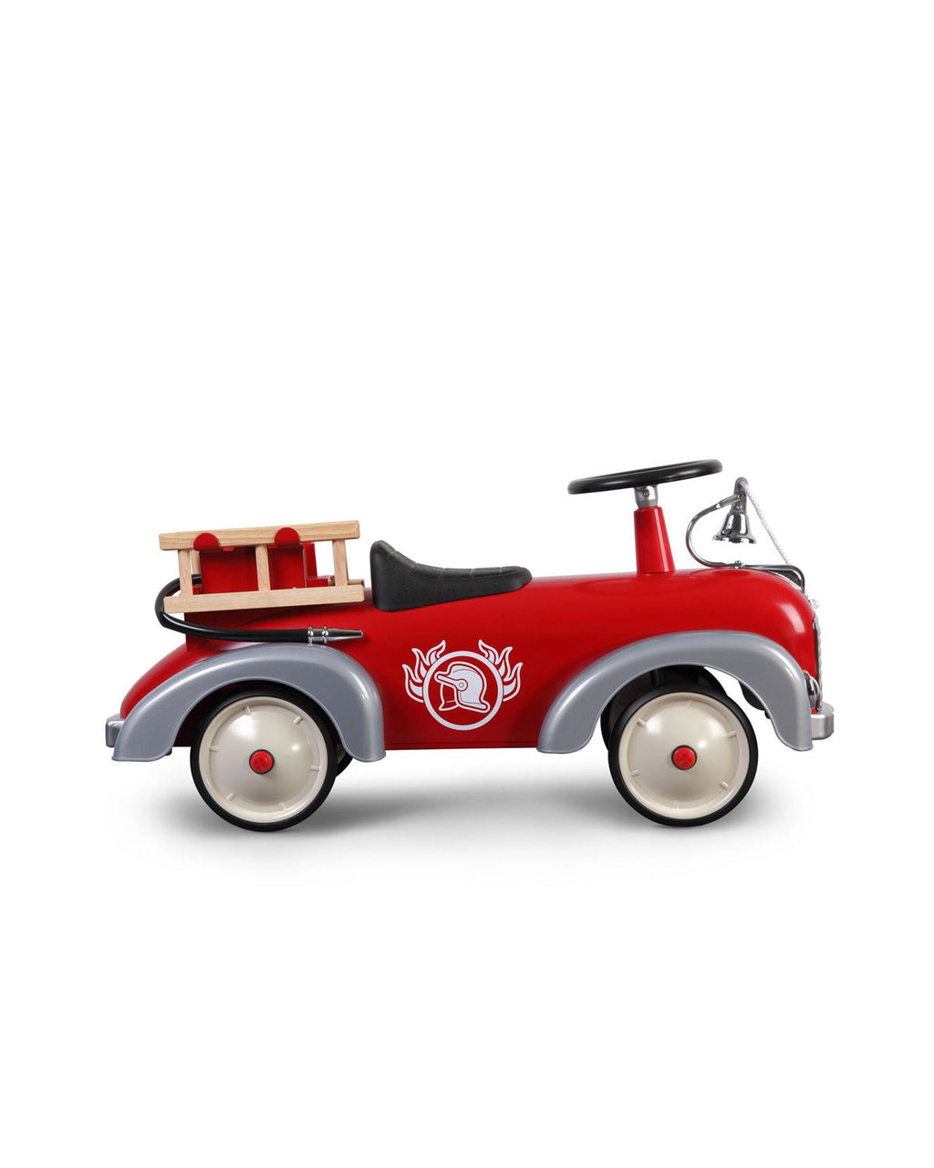 Red baghera ride-on toy fire truck with a ladder on a white background
