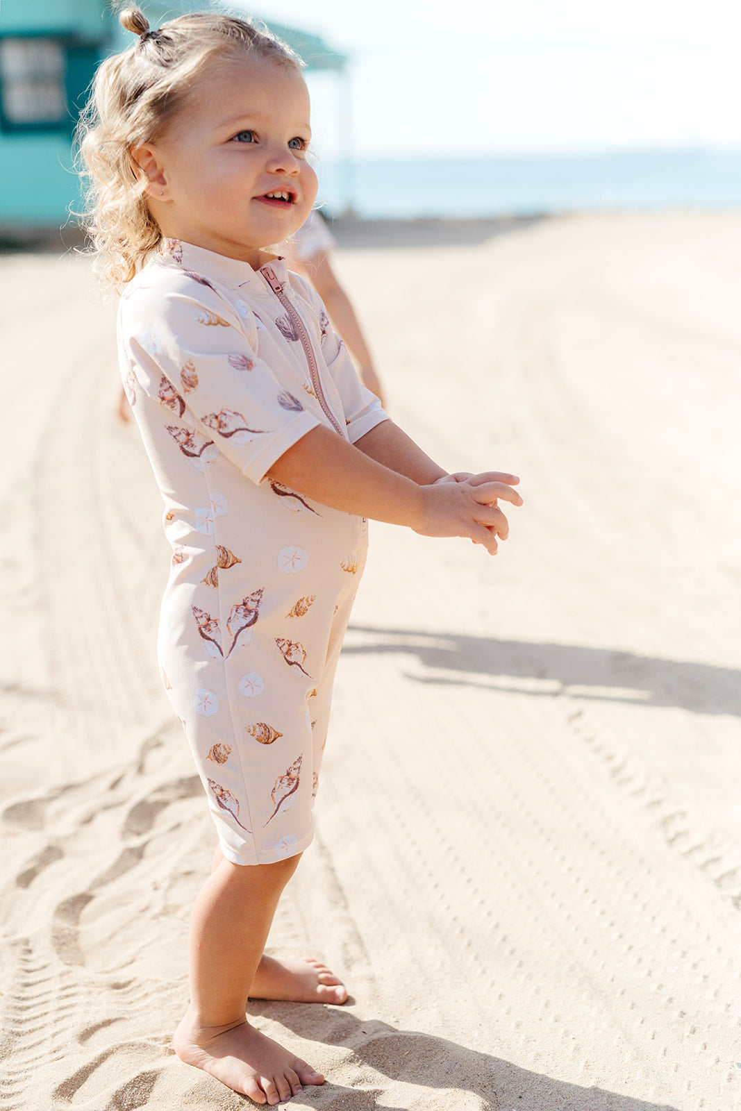 Milkbarn Coastal Crab Zipper Short Sleeve Shortall Swimsuit