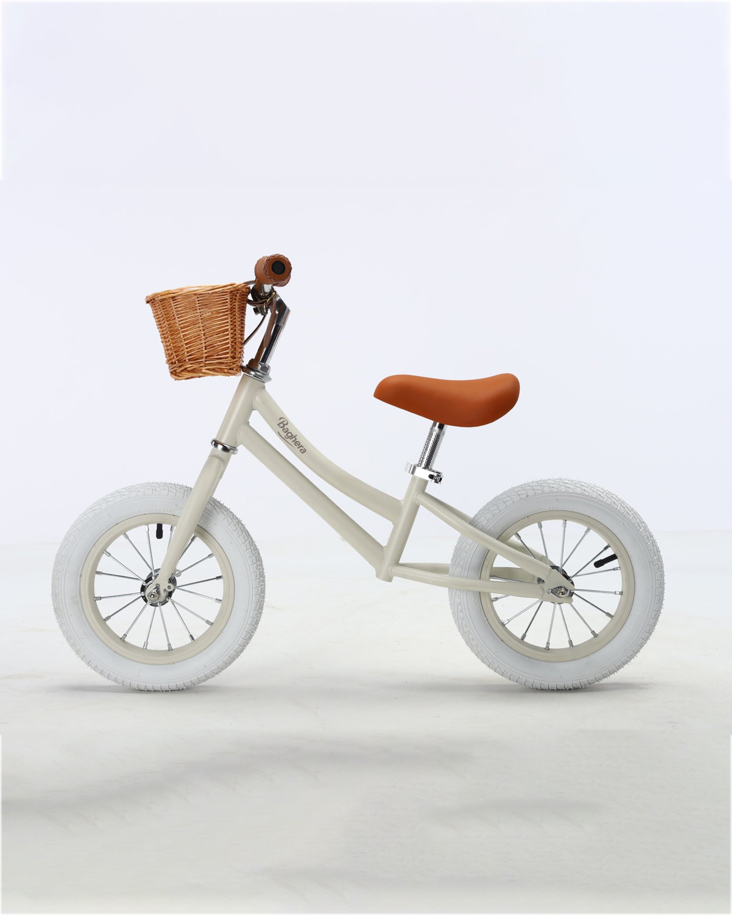 Baghera Ride-On Balance Bike Ivory White + Helmet