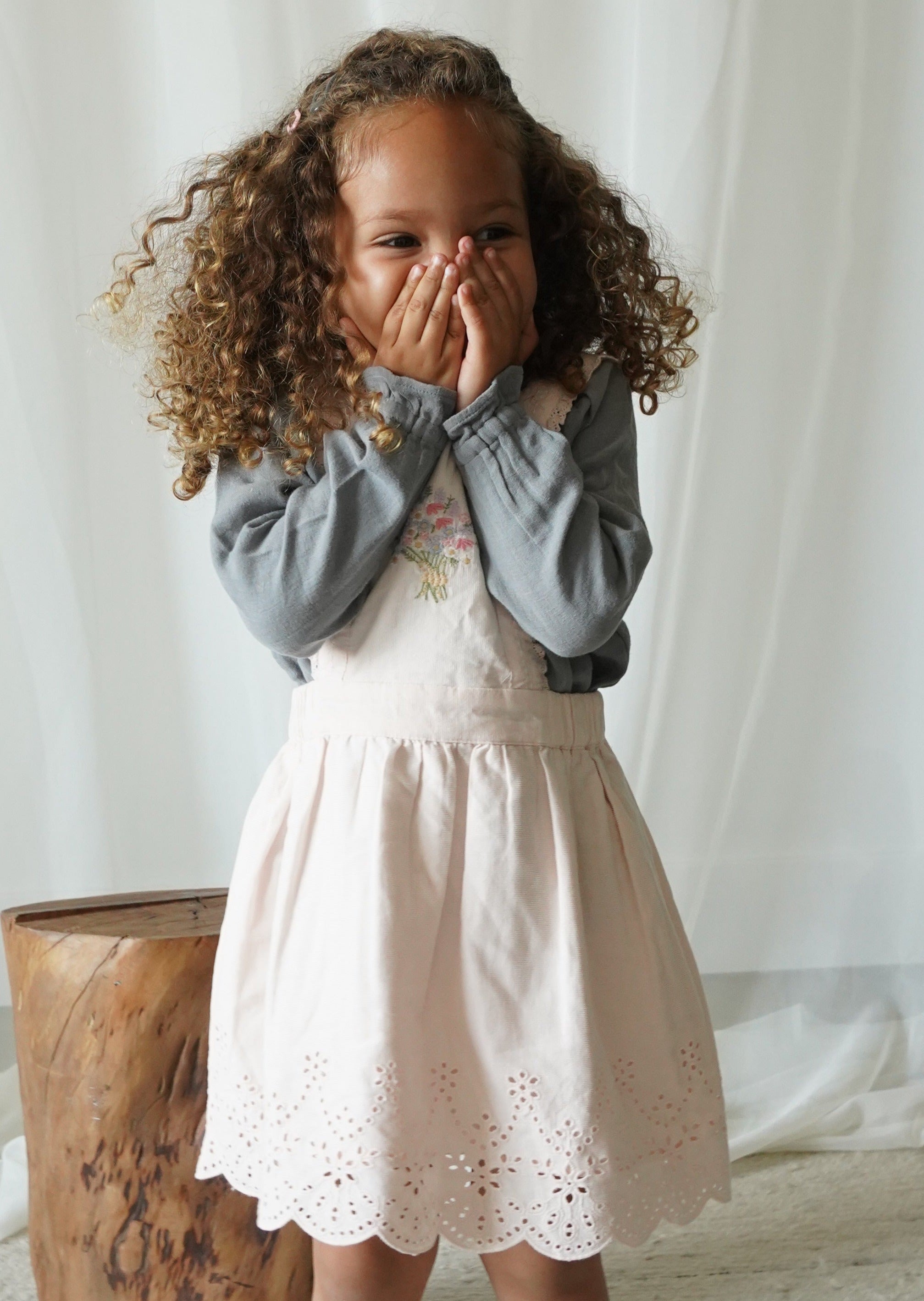 La Petit Lapin Elea | Corduroy Cotton Anglaise Dress | Primrose | Playroom Avenue