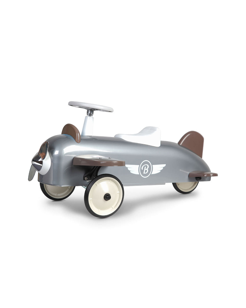 Children's toy ride-on airplane with a vintage design on a white background