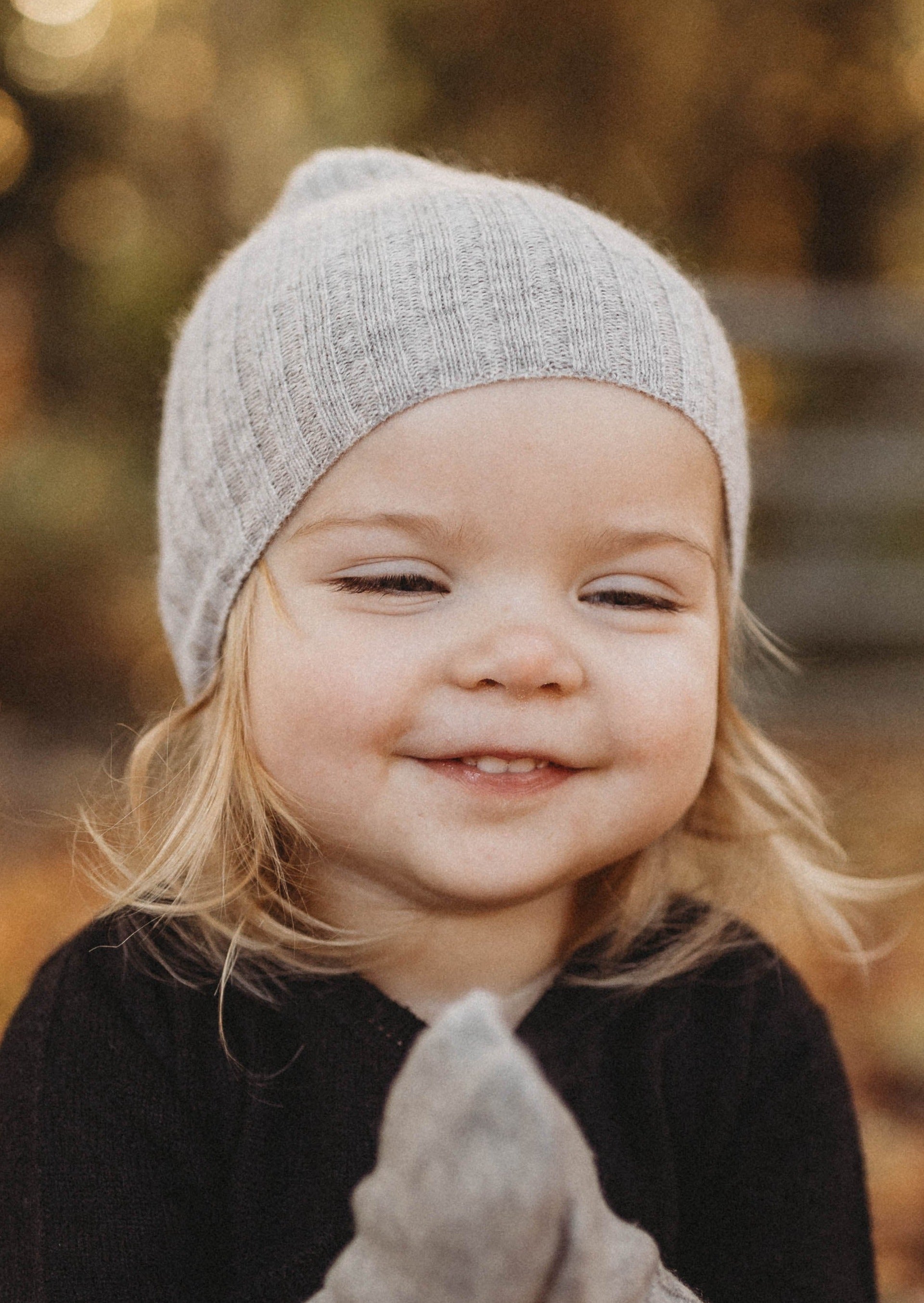 La Petit Lapin Cashmere Rib Beanie | Grey Merle | Playroom Avenue
