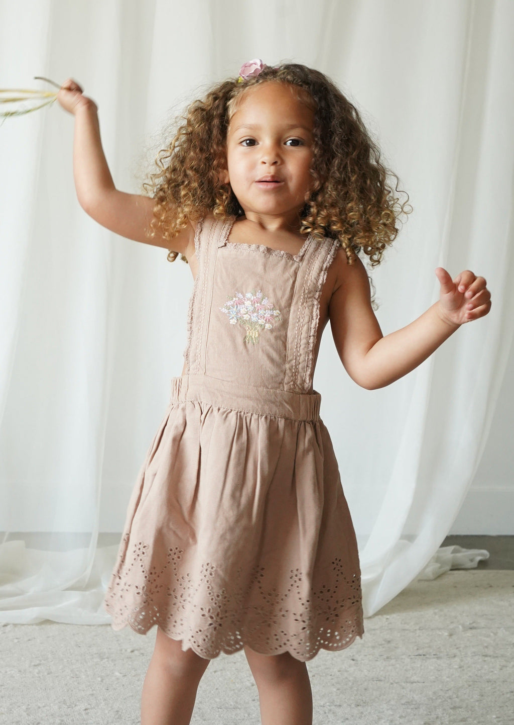 La Petit Lapin Elea | Corduroy Cotton Anglaise Dress | Wistful Mauve | Playroom Avenue