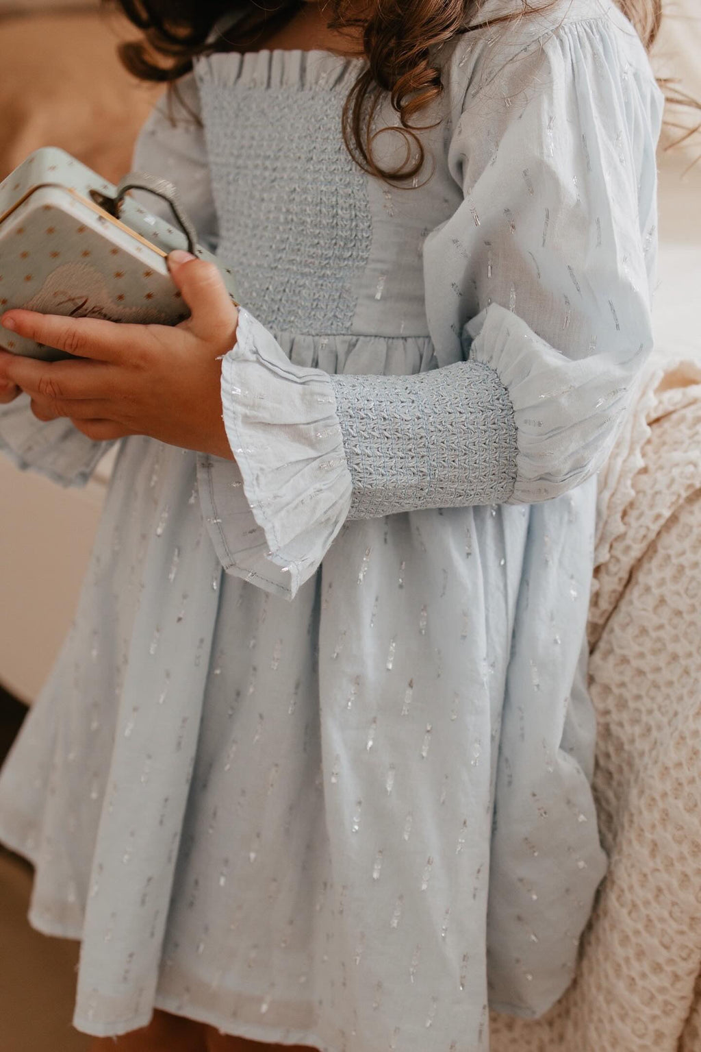 La Petit Lapin Harlow | Cotton Sparkle Dress | Baby Blue | Playroom Avenue