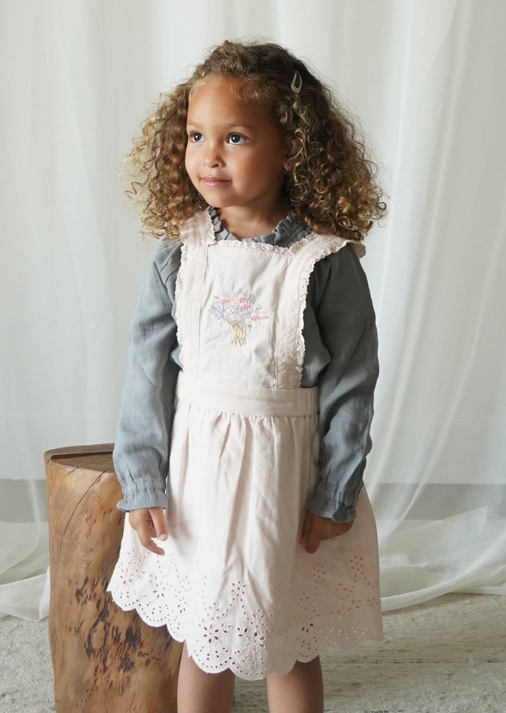 La Petit Lapin Elea | Corduroy Cotton Anglaise Dress | Primrose | Playroom Avenue