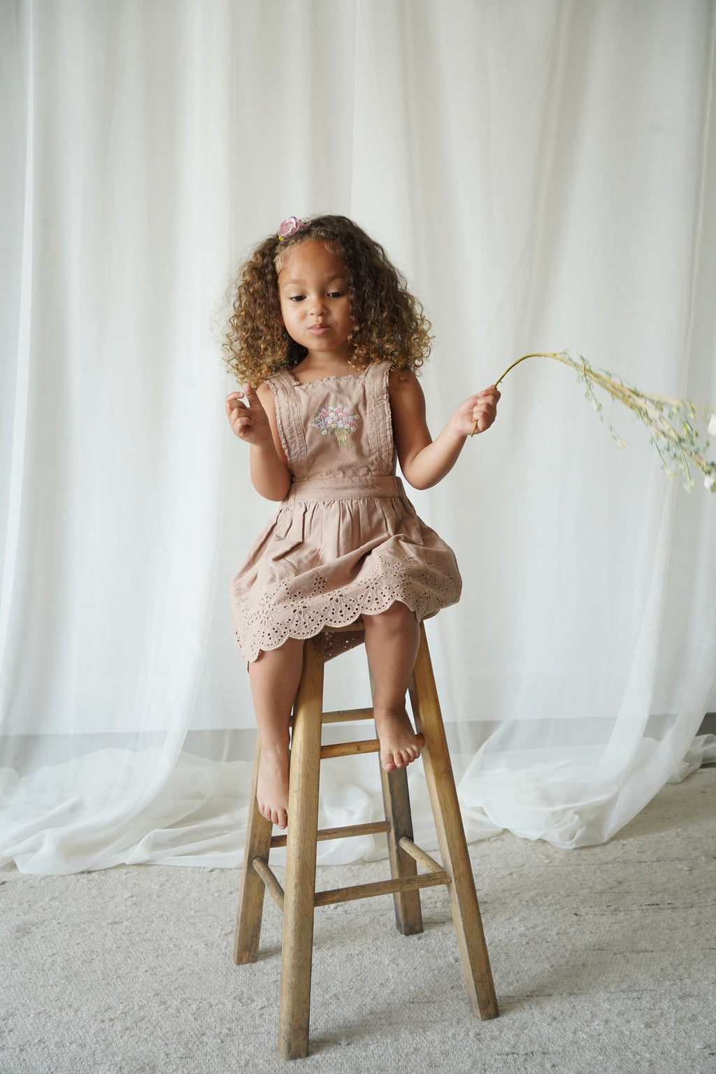 La Petit Lapin Elea | Corduroy Cotton Anglaise Dress | Wistful Mauve | Playroom Avenue