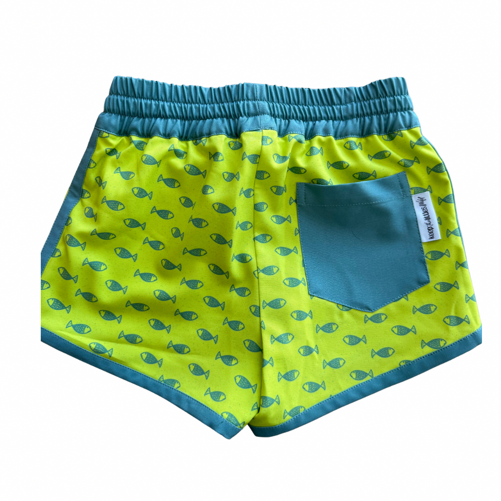 Keep the Littles Wild neon fish hybrid shorts | Playroom Avenue