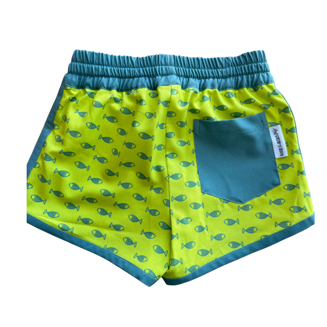Keep the Littles Wild neon fish hybrid shorts | Playroom Avenue