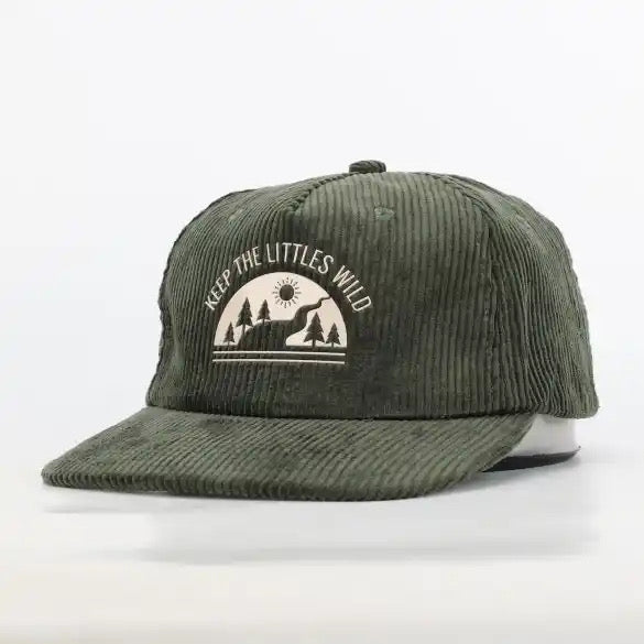 Keep the Littles Wild Green Rivers corduroy SnapBack hat for toddlers and youth | Playroom Avenue