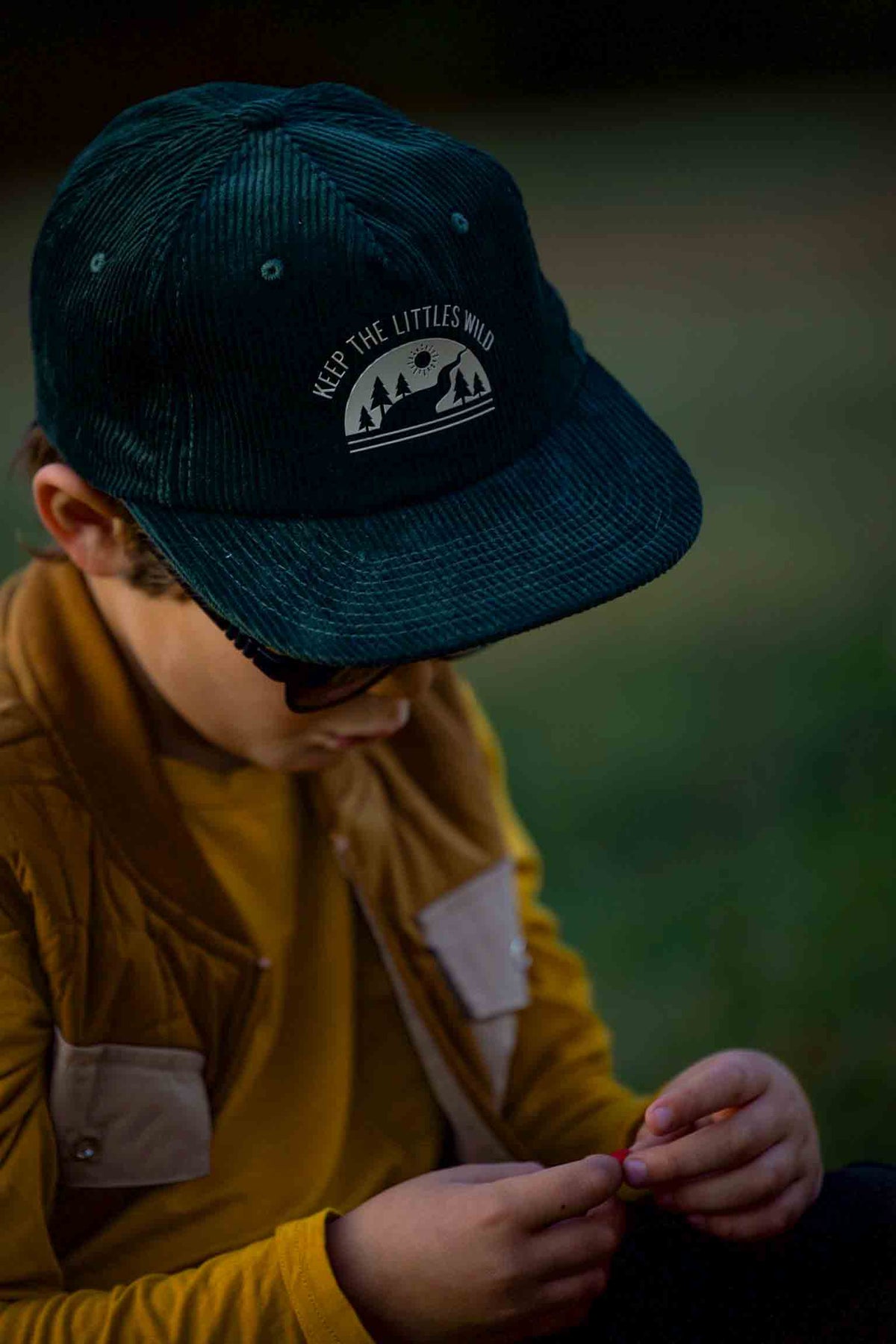 Keep the Littles Wild Green Rivers corduroy SnapBack hat for toddlers and youth | Playroom Avenue