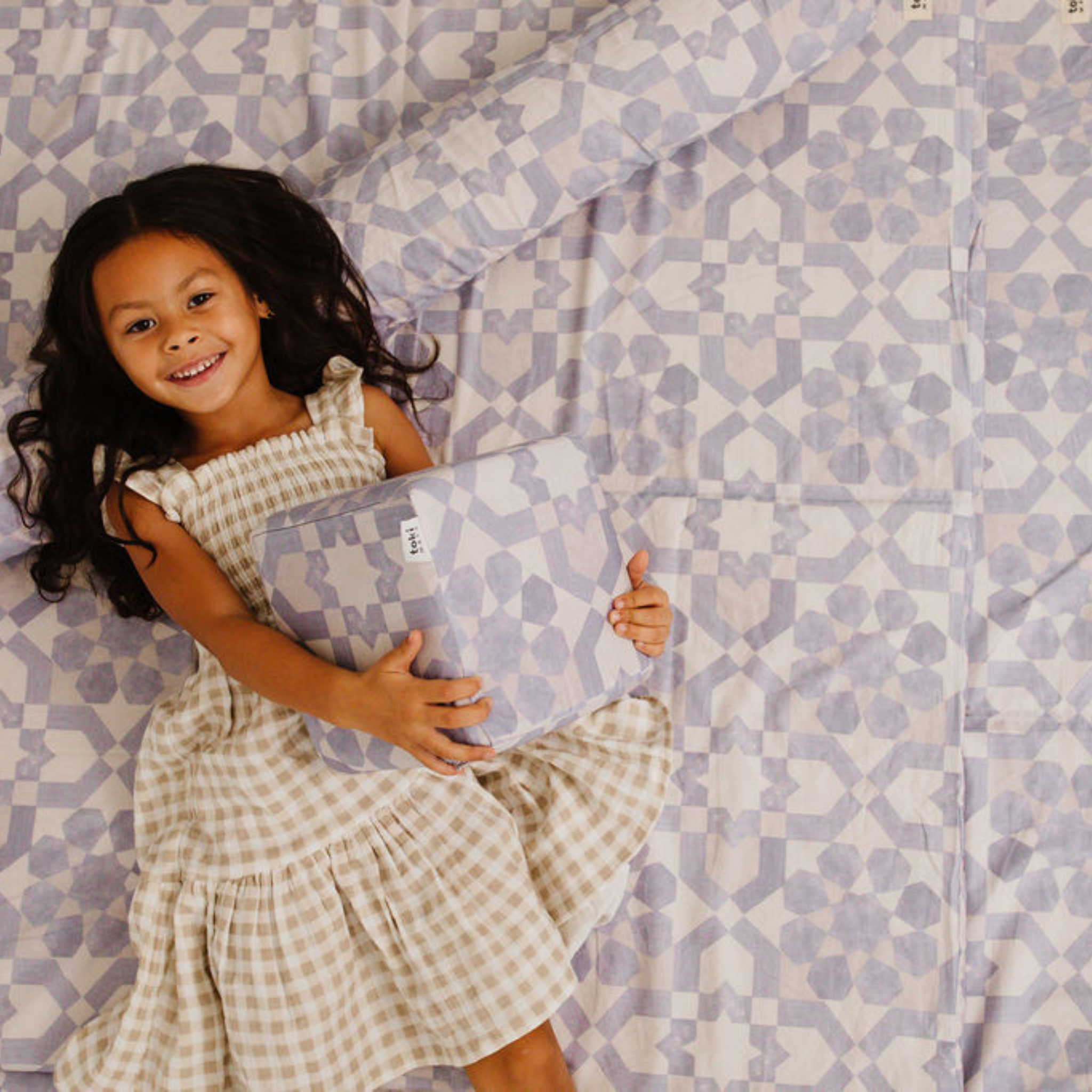 Toki Kids Blue Tile Organic Cotton Mat - Playroom Avenue