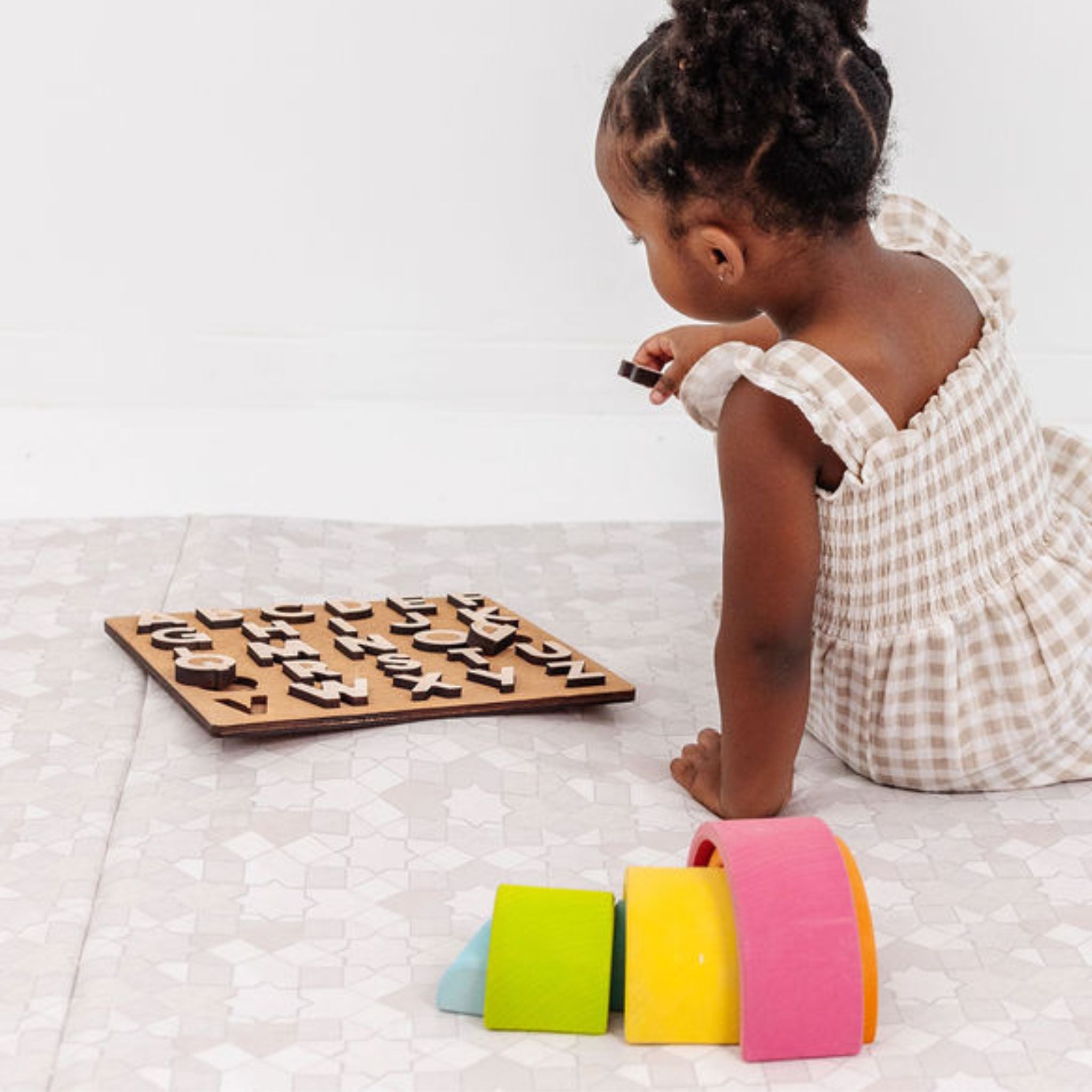 Toki Kids Grey Mosaic Vegan Leather Mat | Playroom Avenue