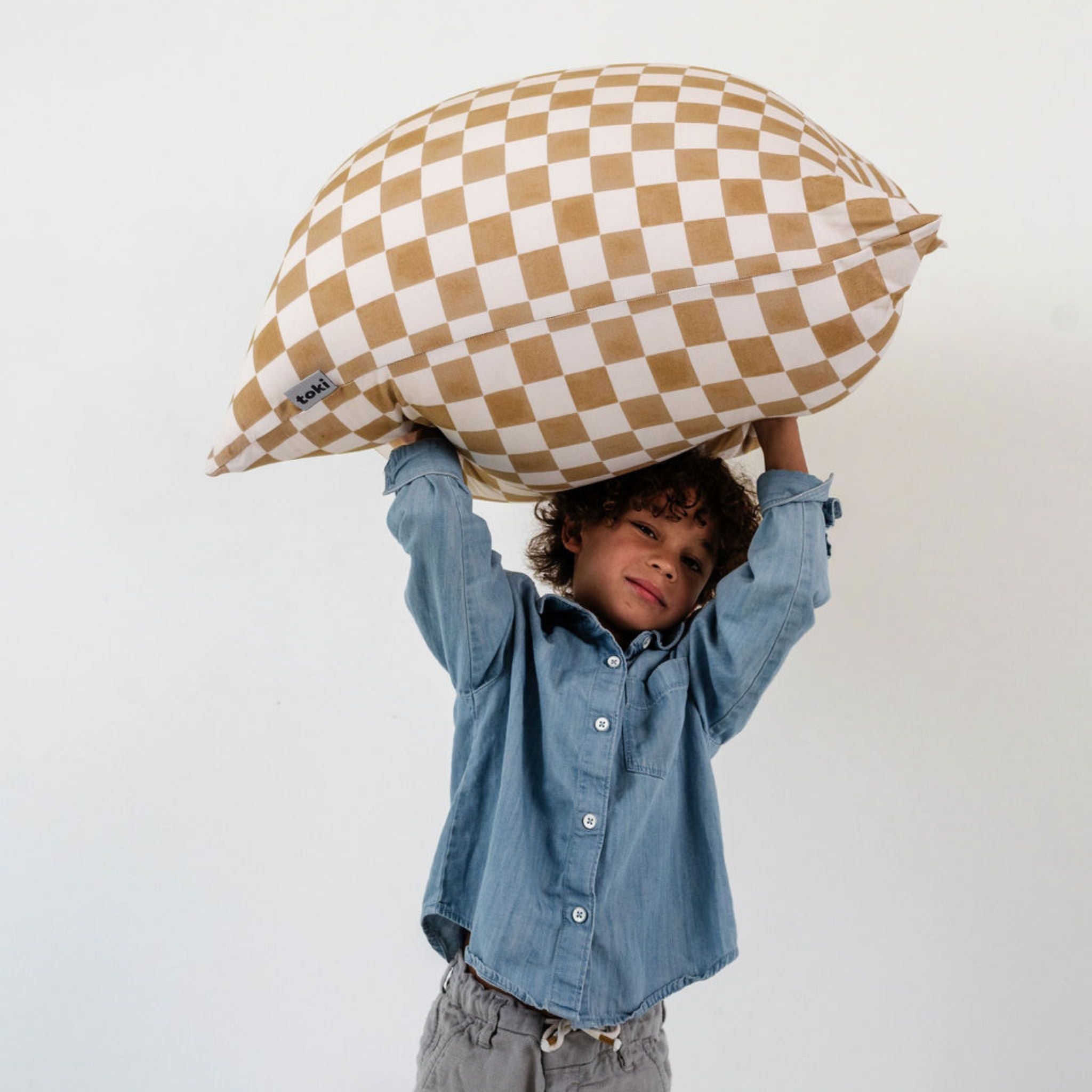 Toki Kids Checker Toffee Bean Bag - Playroom Avenue