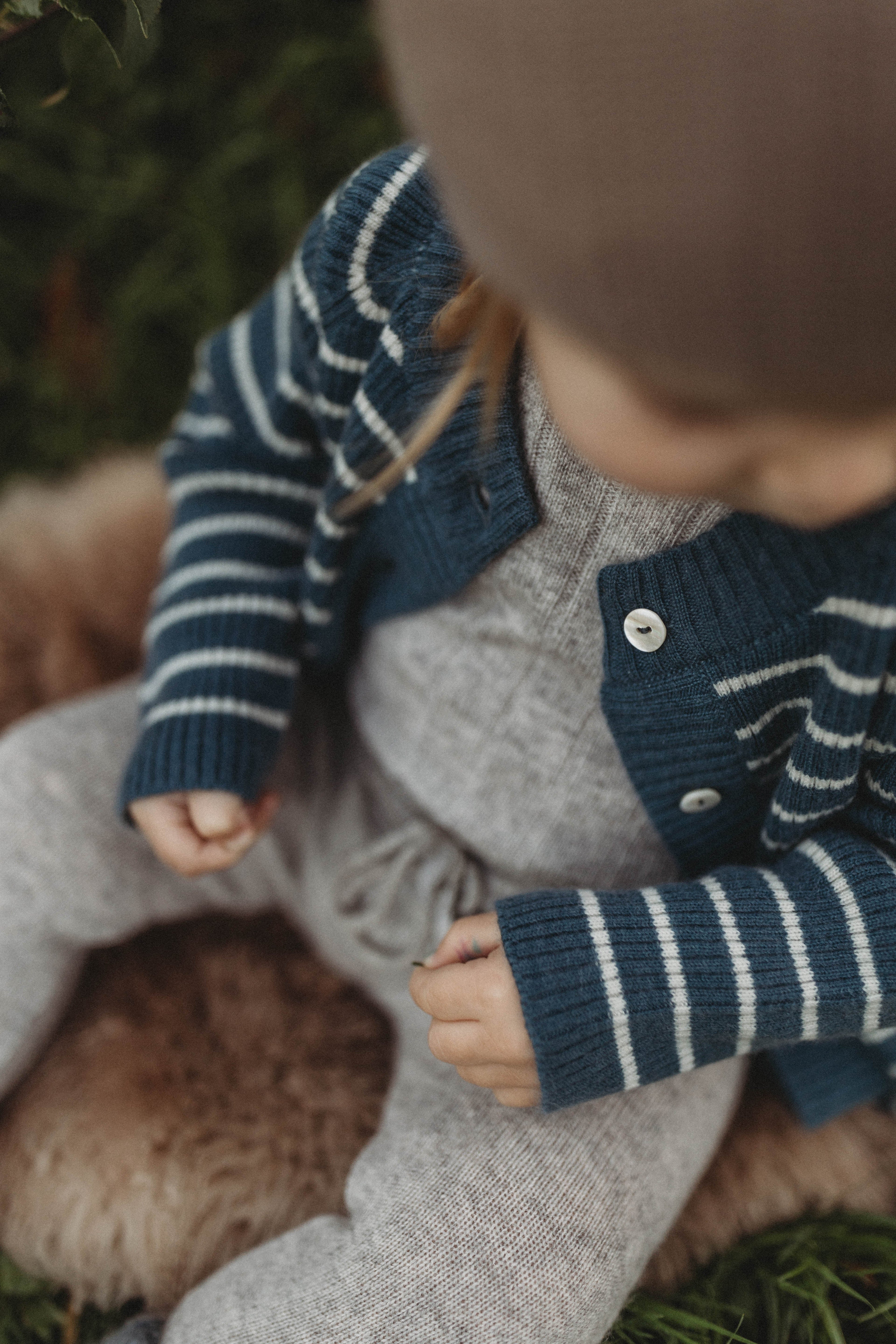 La Petit Lapin Cashmere Cardigan | Navy/Creme | Playroom Avenue