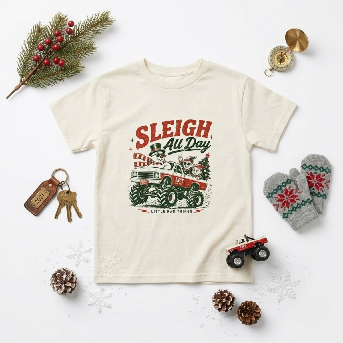 LITTLE RAD THINGS SLEIGH ALL DAY TODDLER CHRISTMAS MONSTER TRUCK TEE | Playroom Avenue