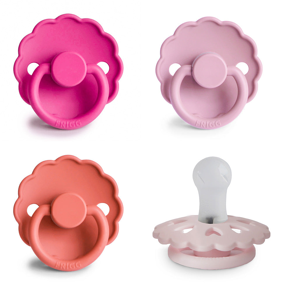 FRIGG Silicone Pacifier 4-Pack Rosy Romance 0-6 Months | Playroom Avenue