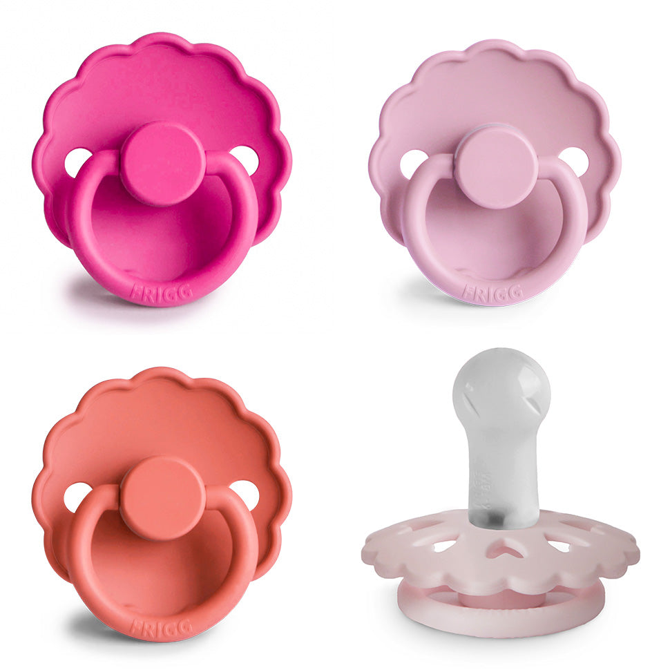 FRIGG Silicone Pacifier 4-Pack Rosy Romance 6-18 Months | Playroom Avenue