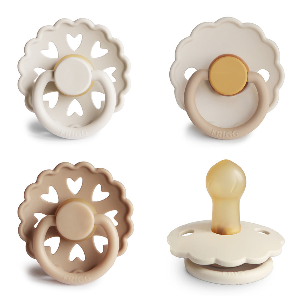 FRIGG Natural Rubber Pacifier 4-Pack Snowflake Dream 0-6 Months | Playroom Avenue