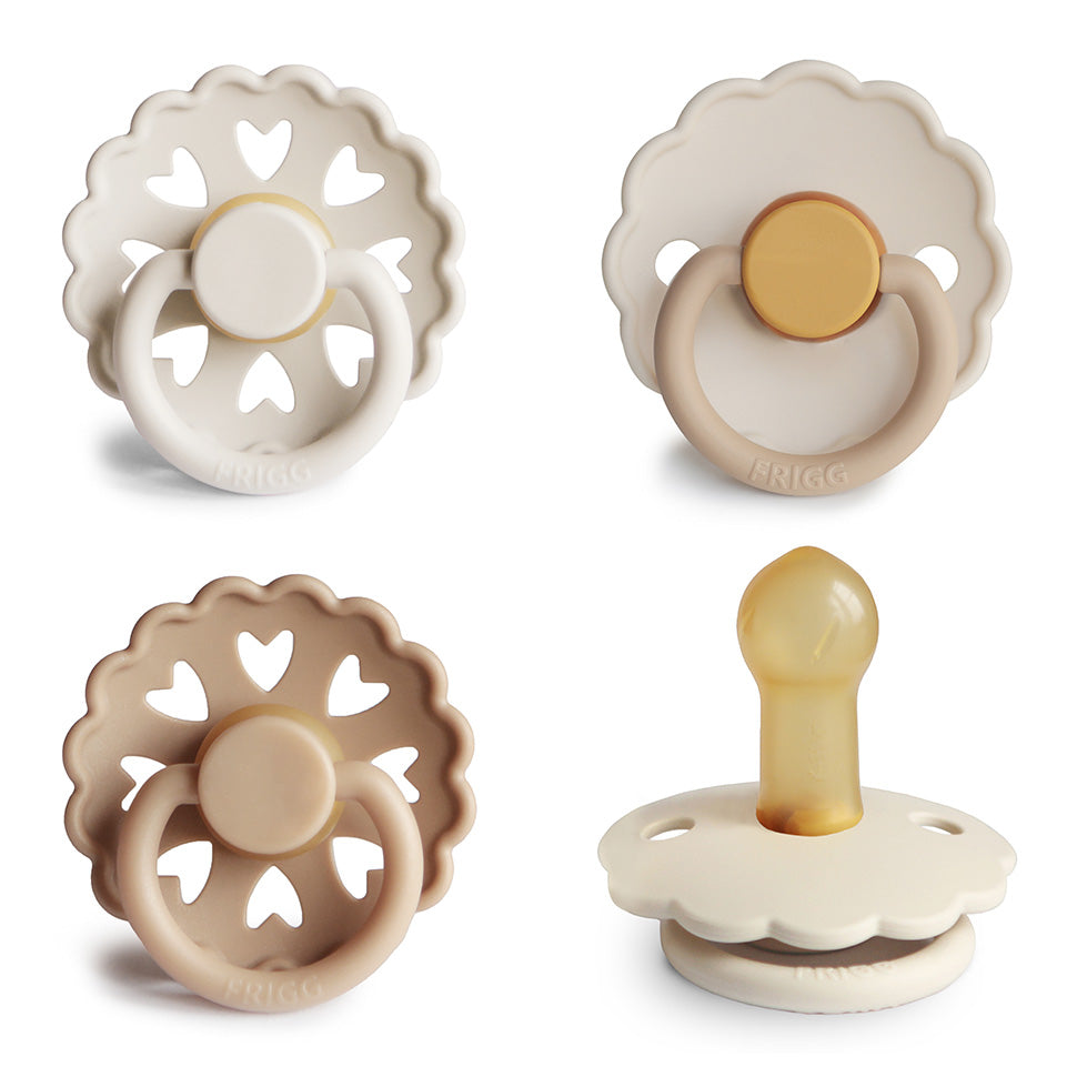 FRIGG Natural Rubber Pacifier 4-Pack Snowflake Dream 6-18 Months | Playroom Avenue
