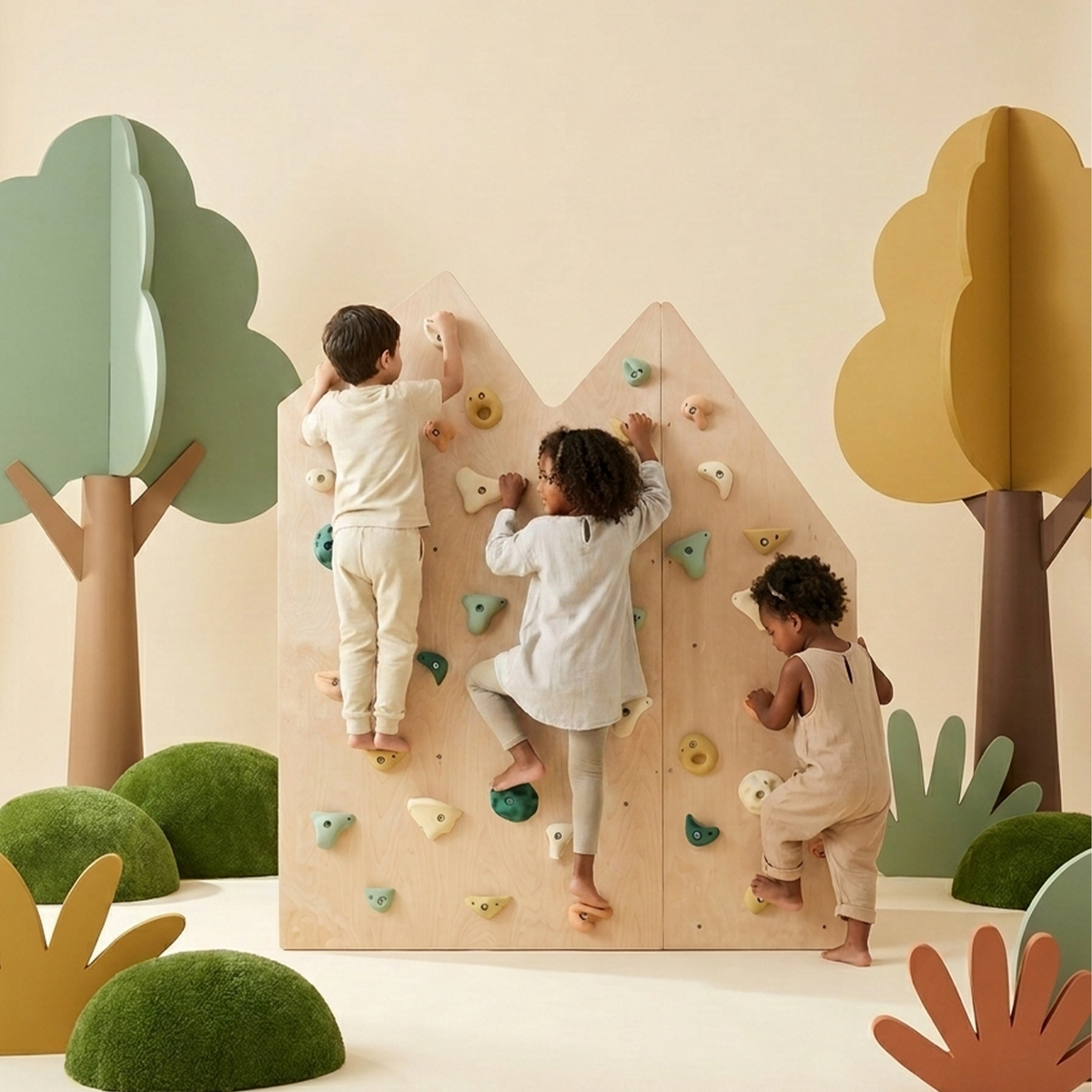 Everett & Avery Co. Premium Rock Climbing Holds (Earth Tones) - Indoor Climbing Wall | Playroom Avenue