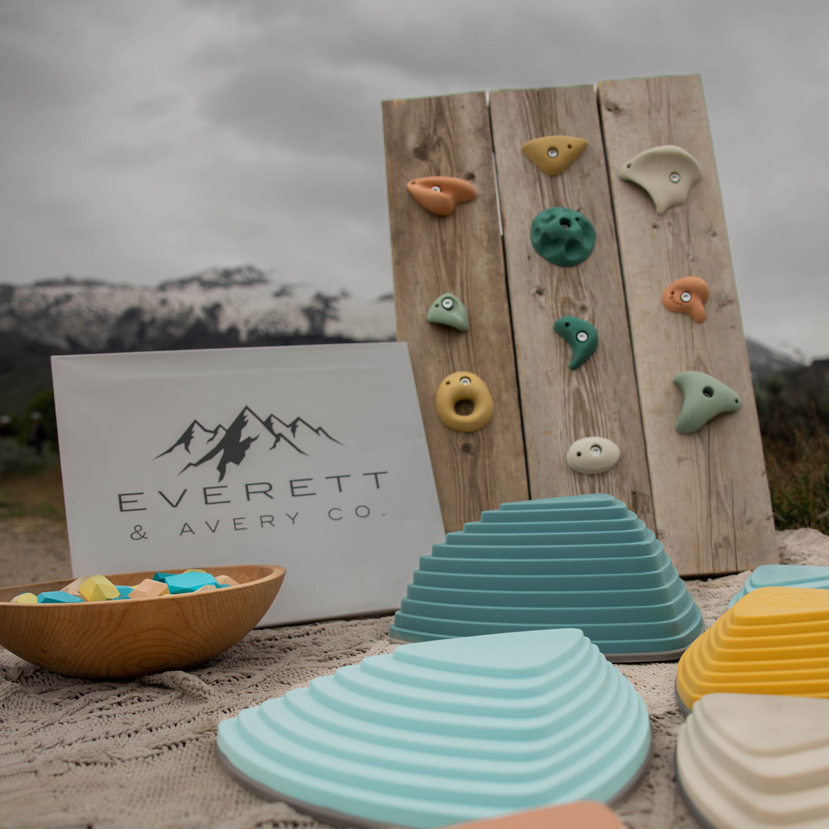 Everett & Avery Co. Premium Rock Climbing Holds (Earth Tones) - Indoor Climbing Wall | Playroom Avenue