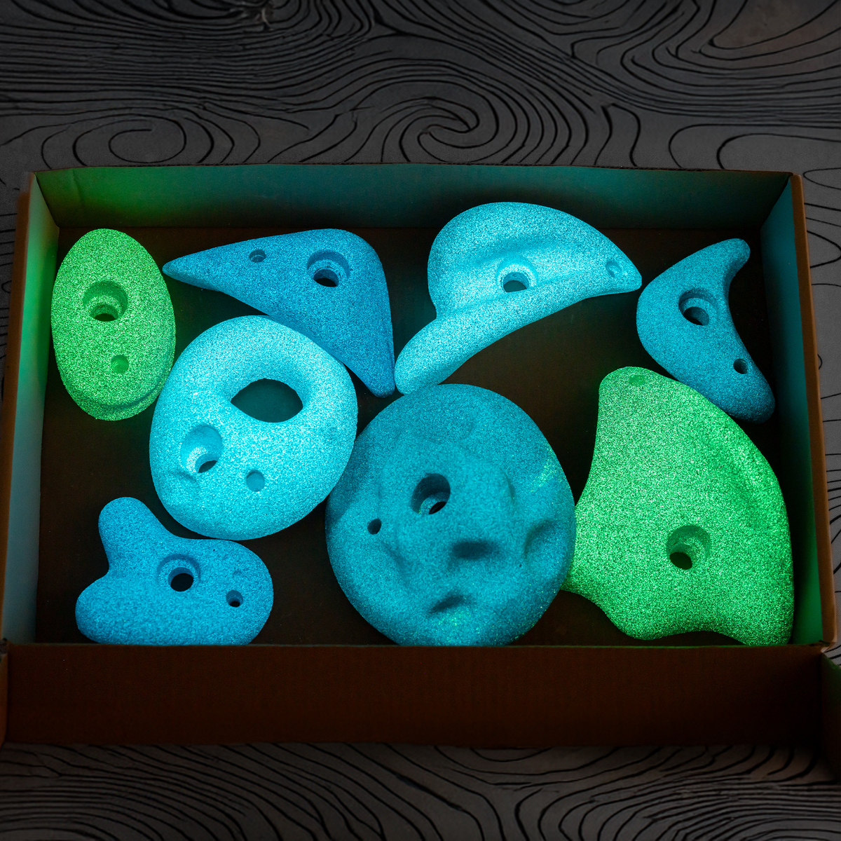 Everett & Avery Co. Premium Rock Climbing Holds (Aurora) - Glow-in-the-Dark Rock | Playroom Avenue