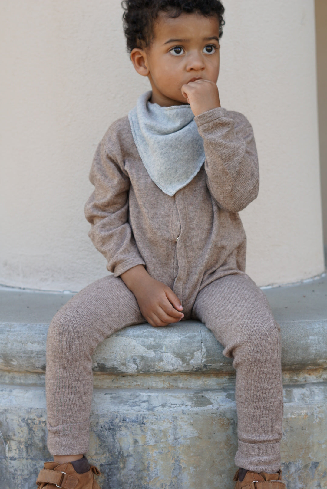Le Petit Lapin Thermal Merino Romper | Brown Melange | Playroom Avenue