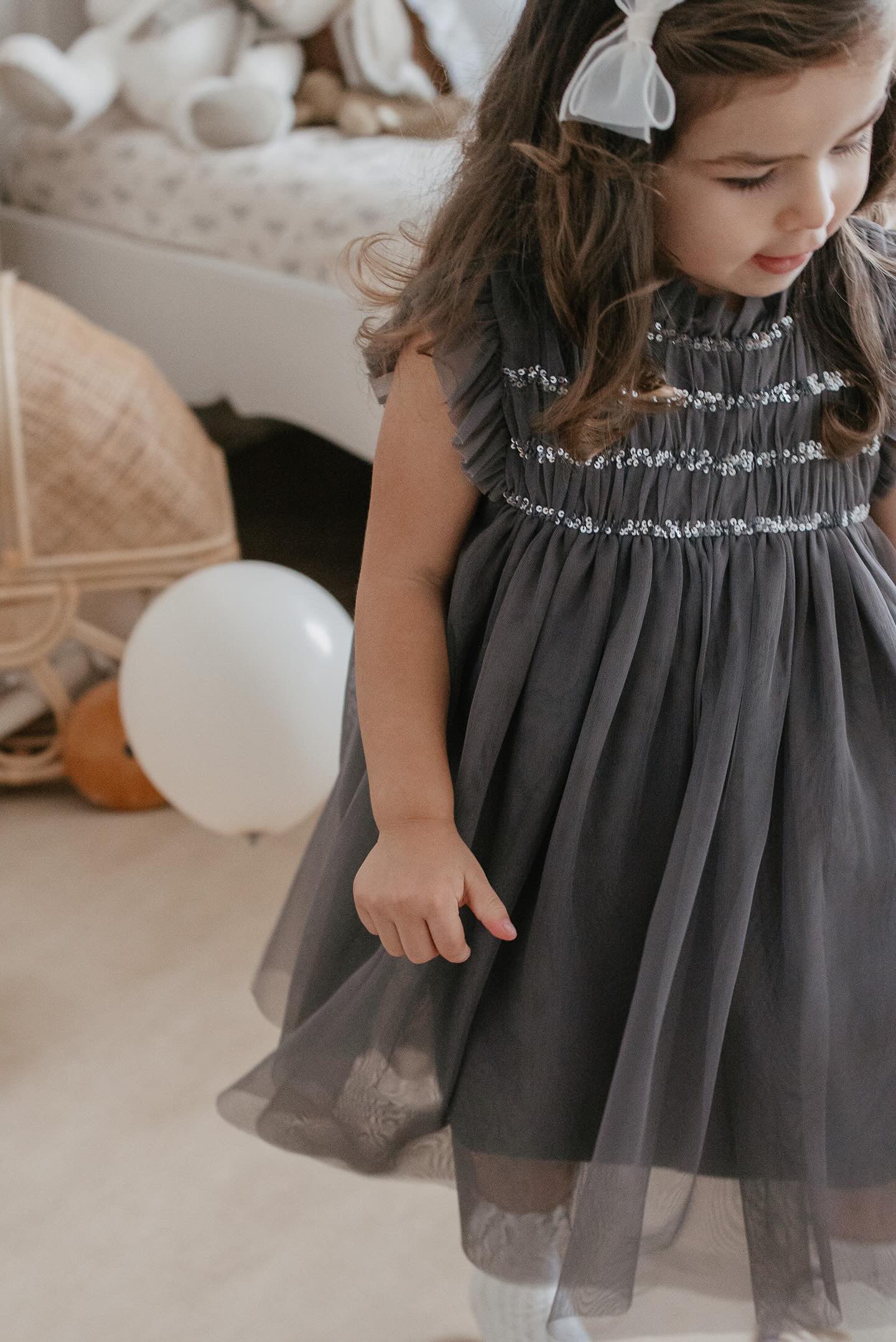 Le Petit Lapin | Cotton Tulle Dress | Sleet Gray | Playroom Avenue
