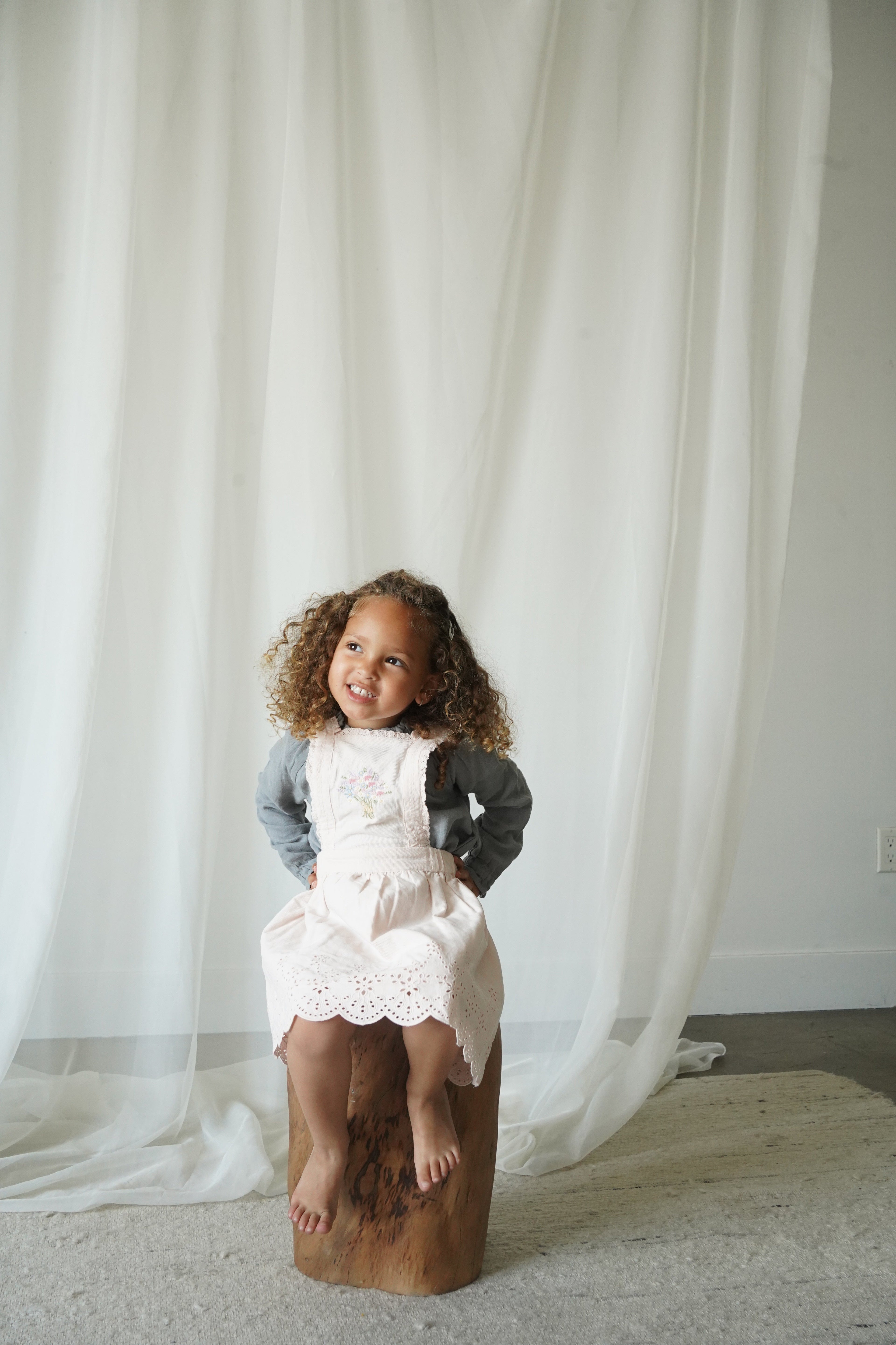 La Petit Lapin Elea | Corduroy Cotton Anglaise Dress | Primrose | Playroom Avenue