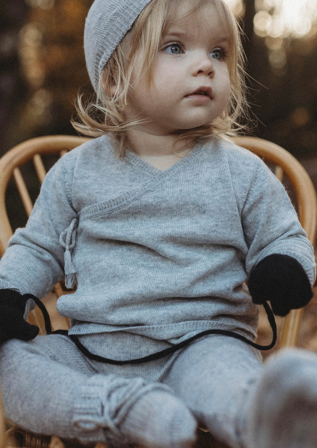 La Petit Lapin Cashmere Wrap Cardigan | Grey Dawn | Playroom Avenue