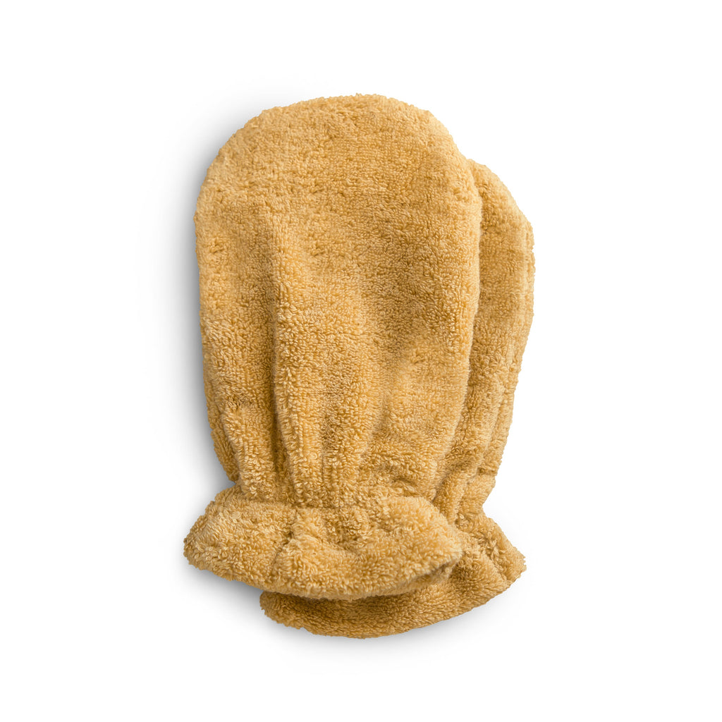 Mushie Organic Cotton Bath Mitt Fall Yellow | Playroom Avenue