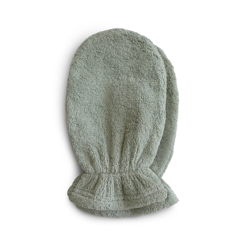 Mushie Organic Cotton Bath Mitt Moss | Playroom Avenue