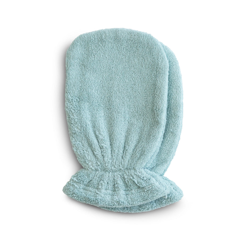 Mushie Organic Cotton Bath Mitt Sea Mist | Playroom Avenue