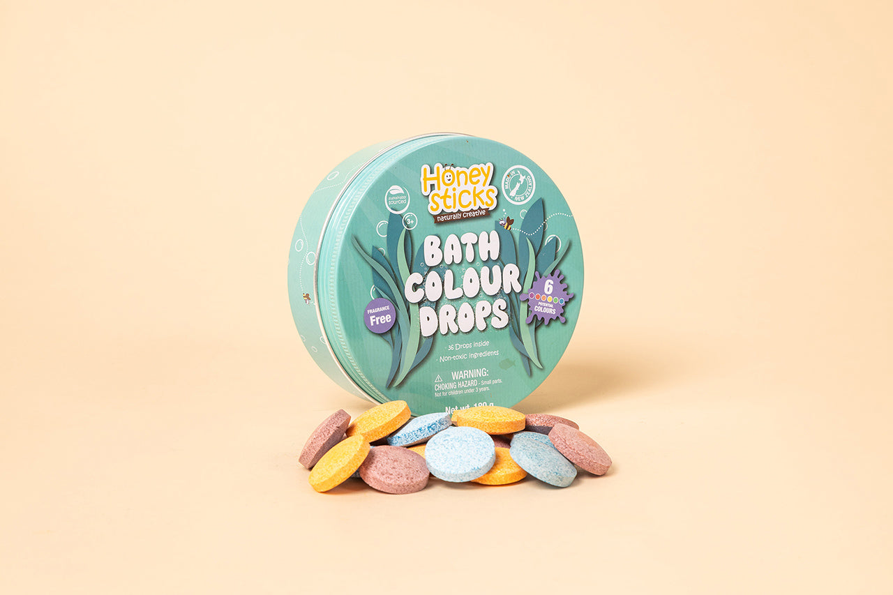 Honeysticks Bath Drops - Natural Bath Color Tablets for Kids | Playroom Avenue