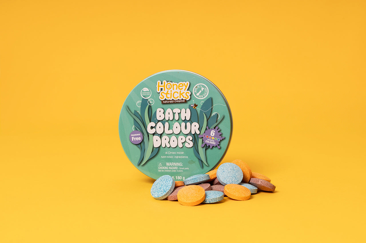 Honeysticks Bath Drops - Natural Bath Color Tablets for Kids | Playroom Avenue