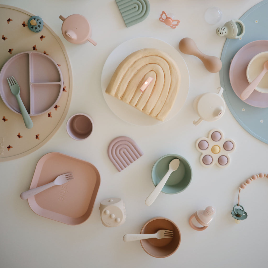 Mushie Silicone Pacifier Clip | Luna | Playroom Avenue
