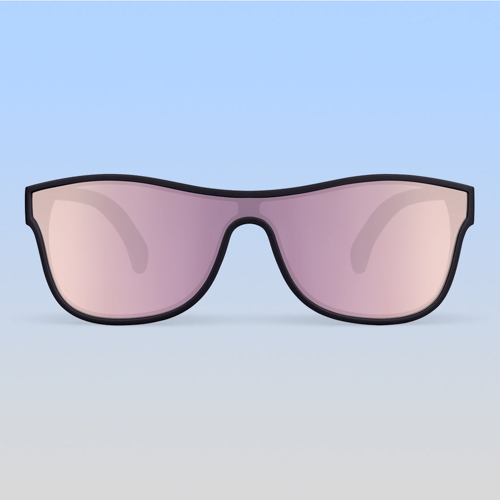 ro•sham•bo eyewear Vader Shield | Toddler Mirrored Rose Gold Lens Black Frame | Playroom Avenue