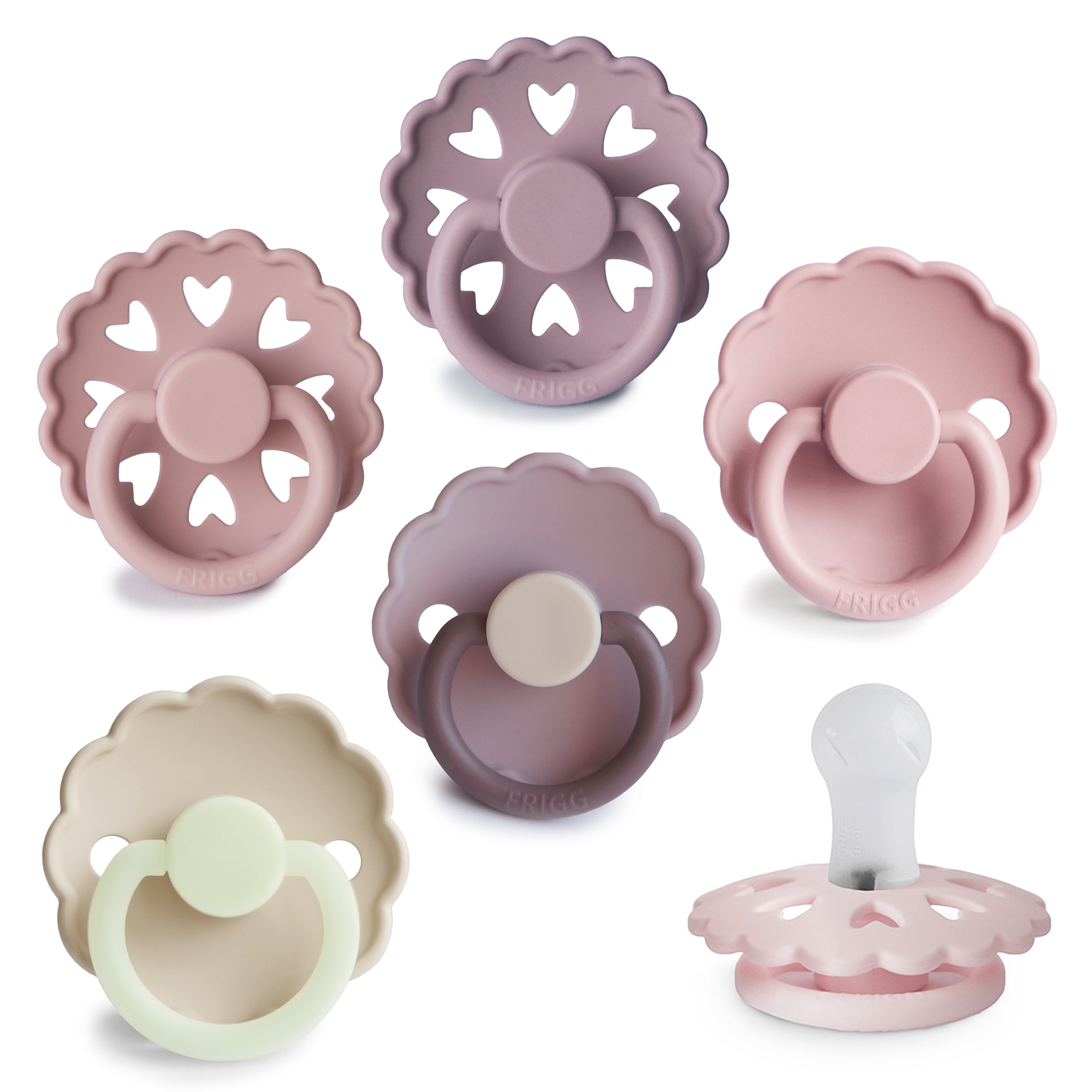 FRIGG Silicone Pacifier 6-Pack Blooming Love 0-6 Months | Playroom Avenue