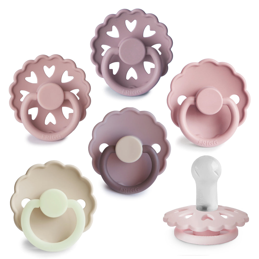 FRIGG Silicone Pacifier 6-Pack Blooming Love 6-18 Months | Playroom Avenue
