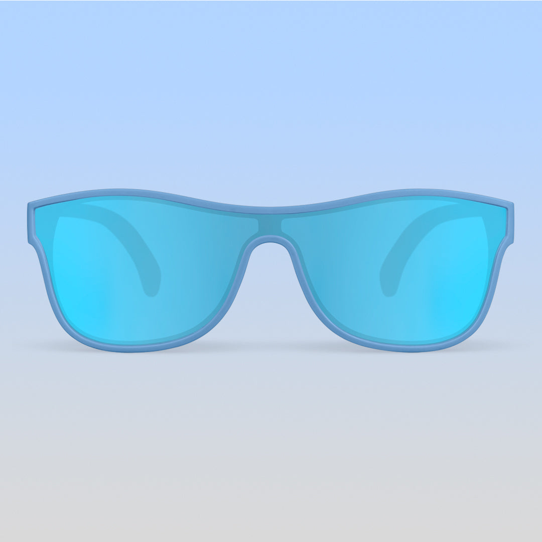 ro•sham•bo eyewear Skywalker Shield | Teen-Adult Mirrored Blue Lens Cloudy Blue Frame | Playroom Avenue