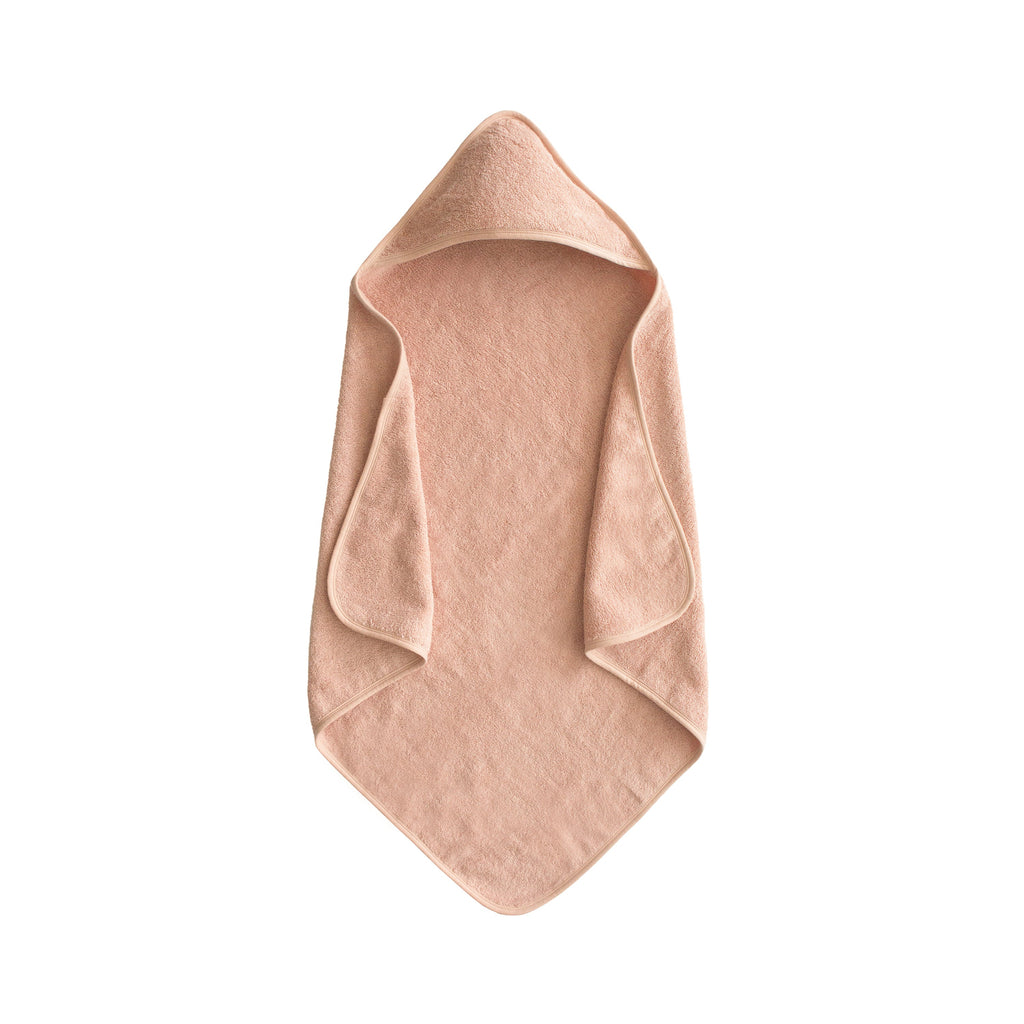 Mushie Organic Cotton Baby Hooded Towel Blush | Playroom Avenue