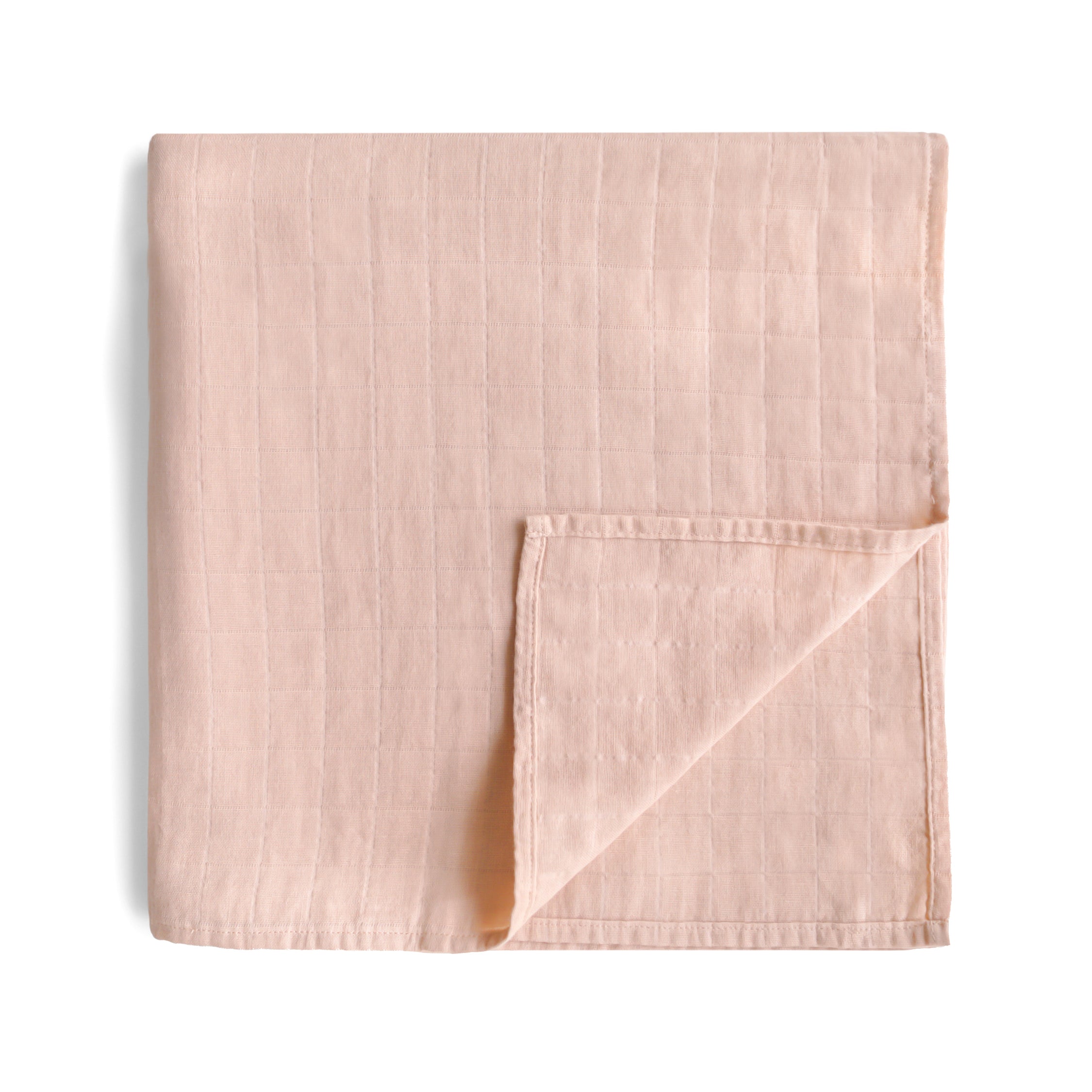Mushie Organic Cotton Muslin Swaddle Blanket Blush | Playroom Avenue