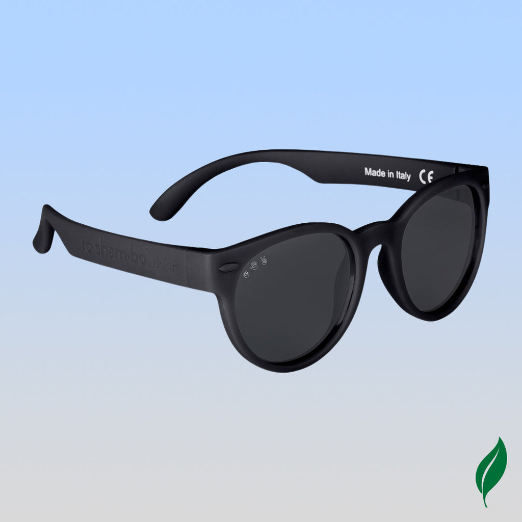 ro•sham•bo Bueller Rounds | Adult Polarized Grey Lens Black Frame S M | Playroom Avenue