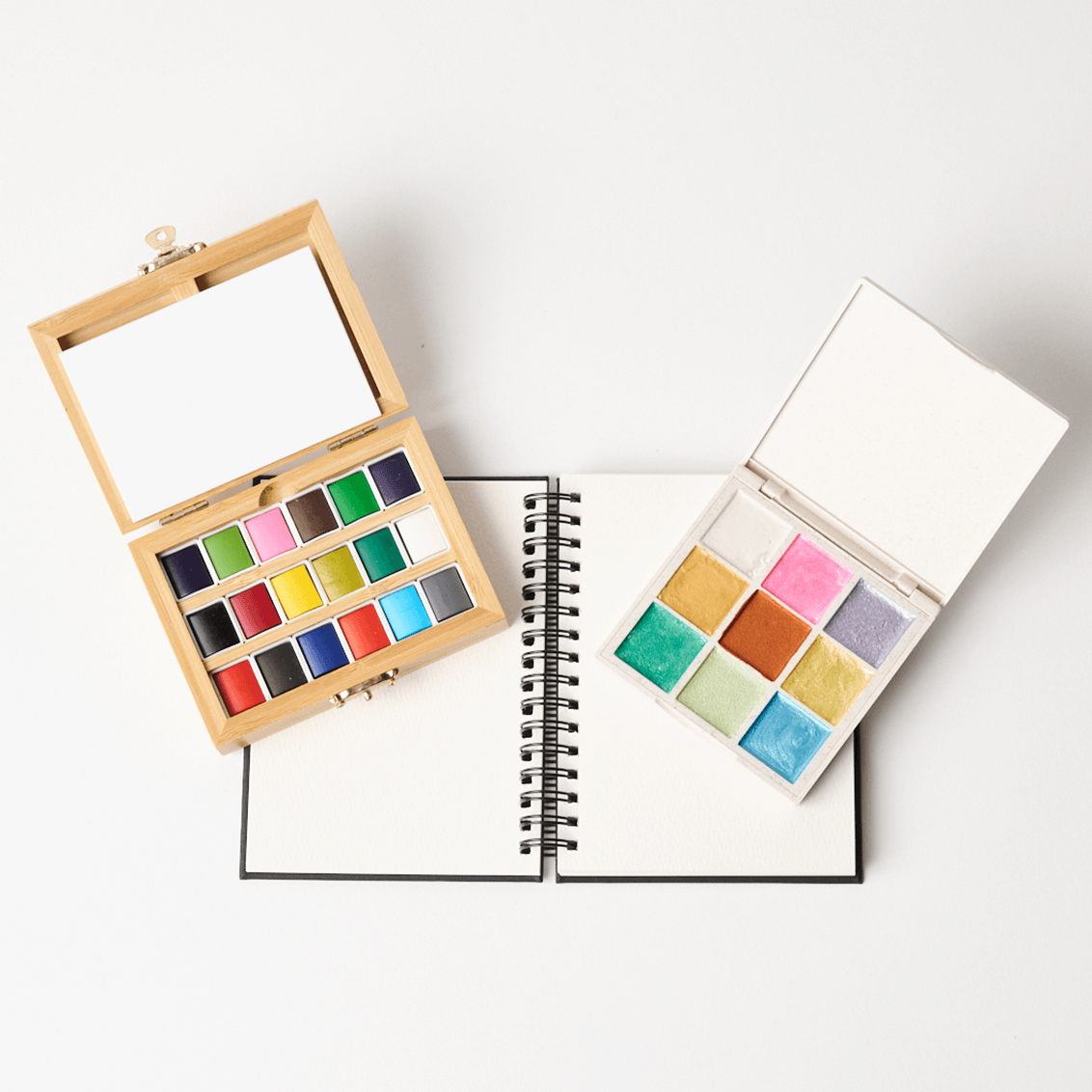 Watercolor Essentials Bundle | Bamboo Case, Metallics, & Paper Pad | Playroom Avenue